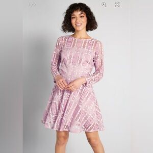 NWT ModCloth Lace, Lady, Lace Fit and Flare Dress Size 8 Lavender Pink